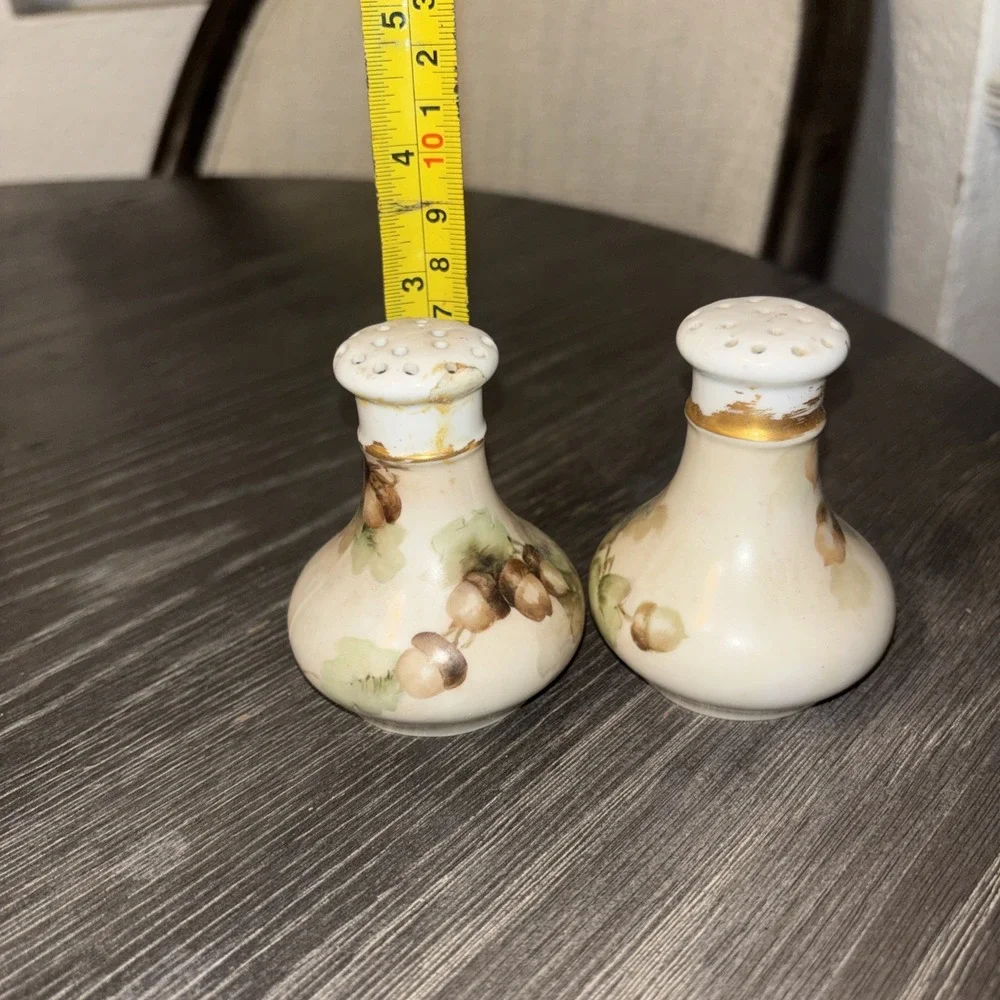 MZ Moritz Zdekauer Salt Pepper Shakers Hand Painted Gold‎ 1884-1909